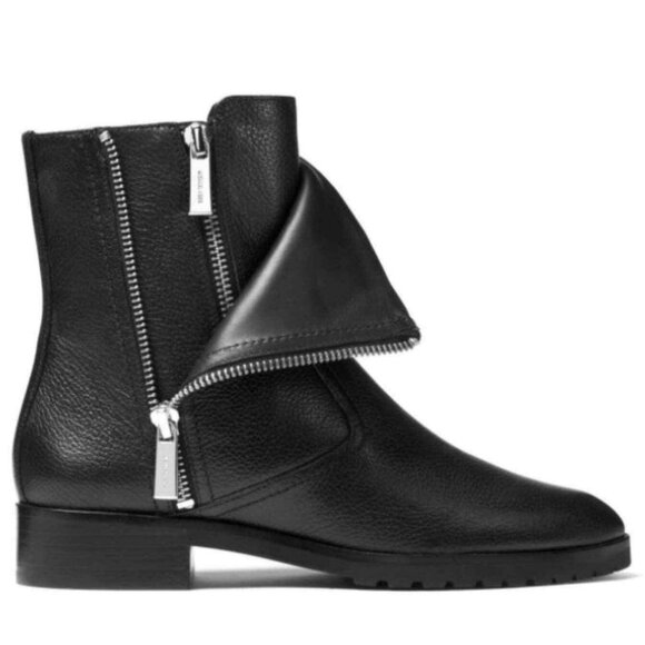 Micheal Kors Shoes - Michael Kors Andi Black Leather Moto Boots Women’s 8 Ankle Biker Style